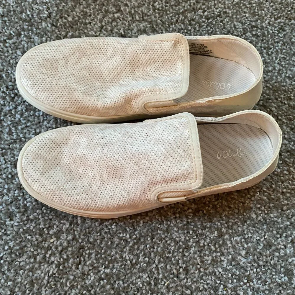 OluKai Women's White Perforated Slip-On Flats - Picture 3 of 6